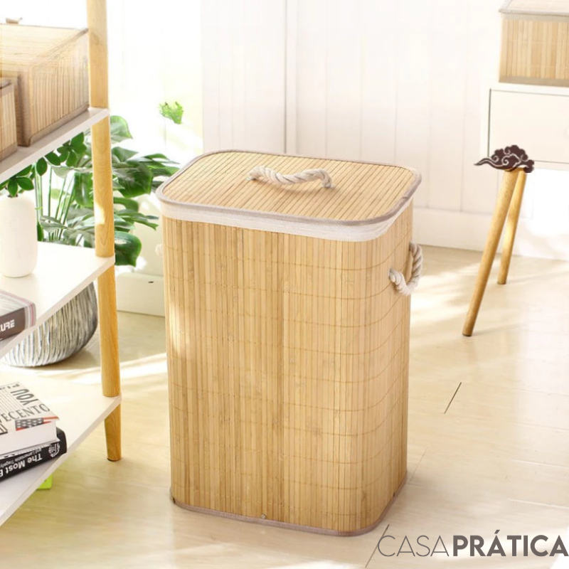 Cesto Dobrável de Bambu com Tampa | Casa Prática