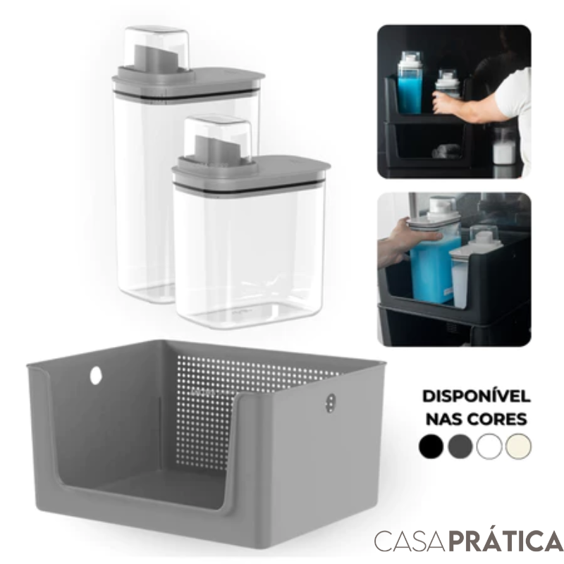 Kit Organizador Lavanderia 3 Peças | Casa Prática