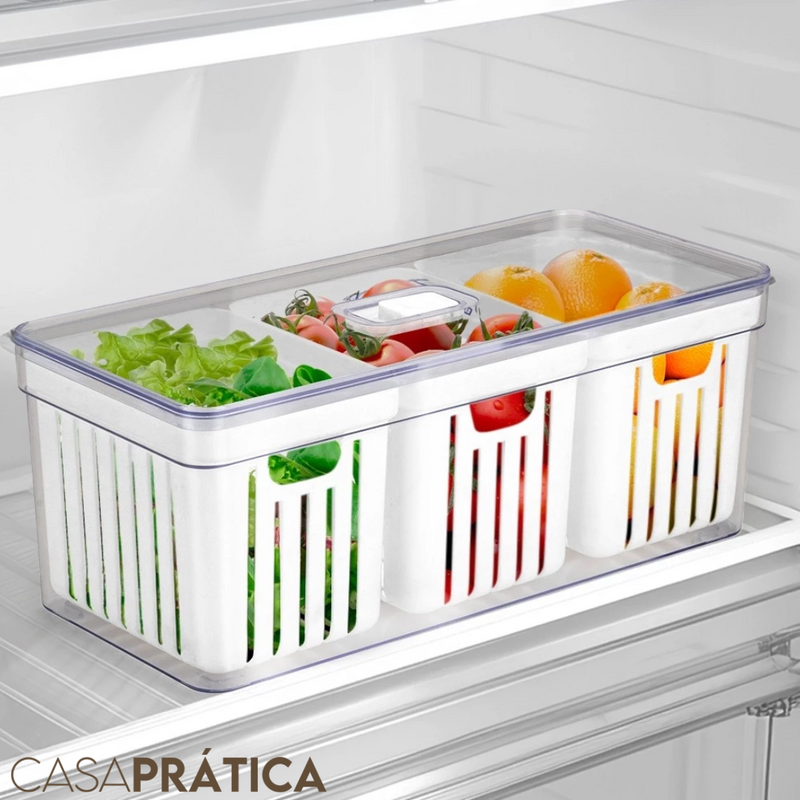 Organizador Geladeira 6,8L com 3 Cestos - Casa Prática