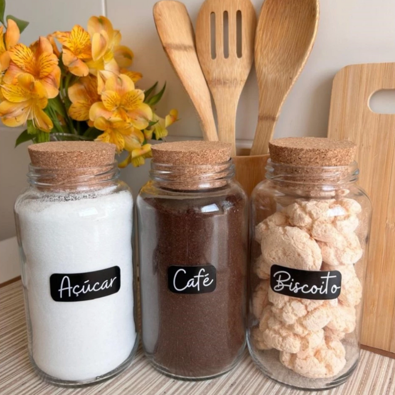 Kit Cantinho do Café 3 Potes Vidro 823ml - Casa Prática