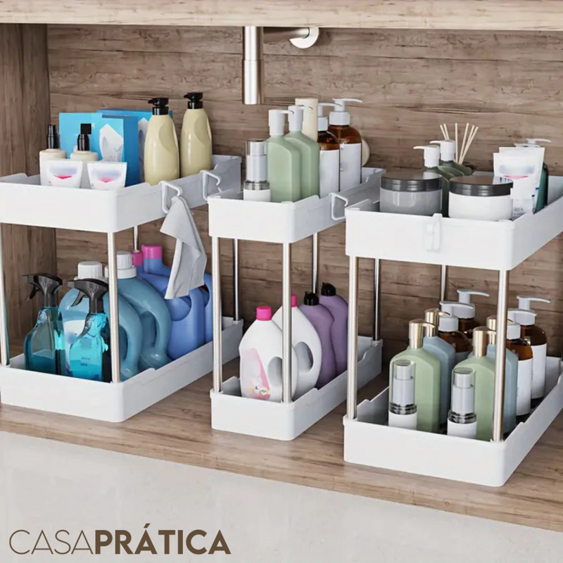 Kit 3 Prateleiras Multiuso 2 Andares | 3 Tamanhos - Casa Prática