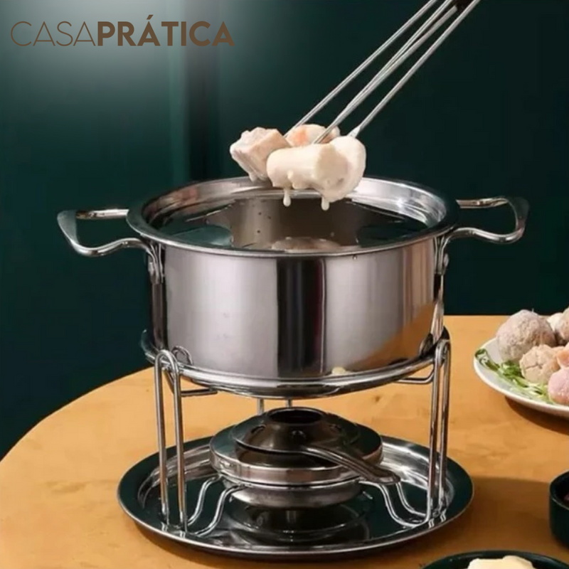 Panela de Fondue Inox | Kit 11 Peças - Casa Prática