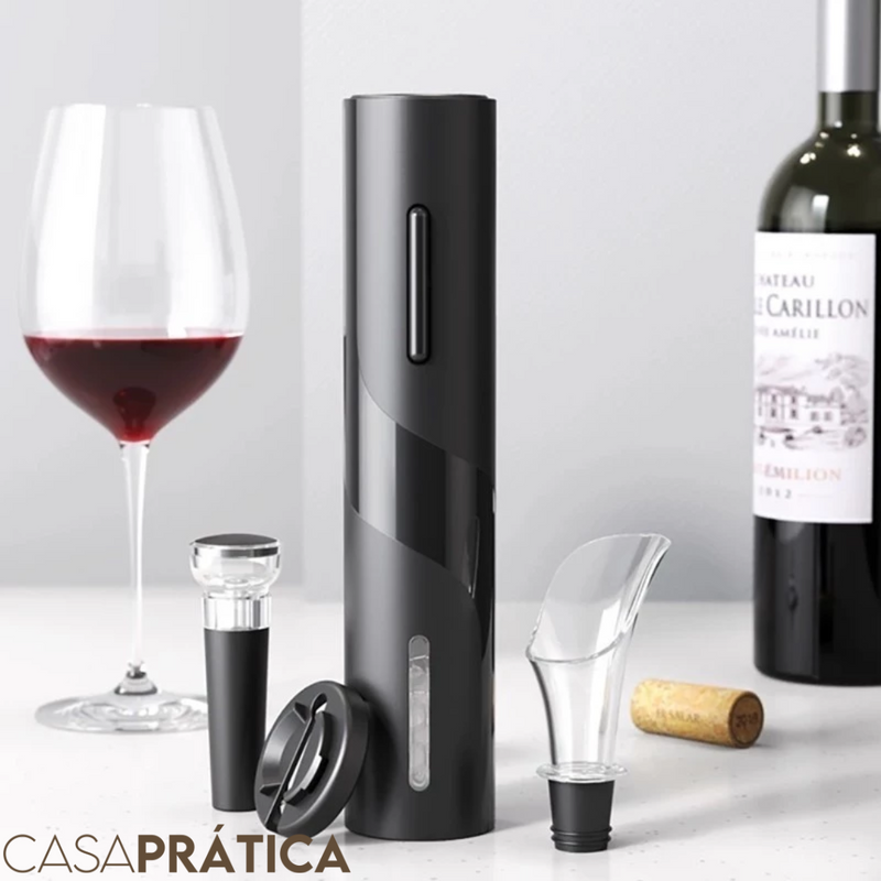 Abridor de Vinho Elétrico | Kit Portátil - Casa Prática