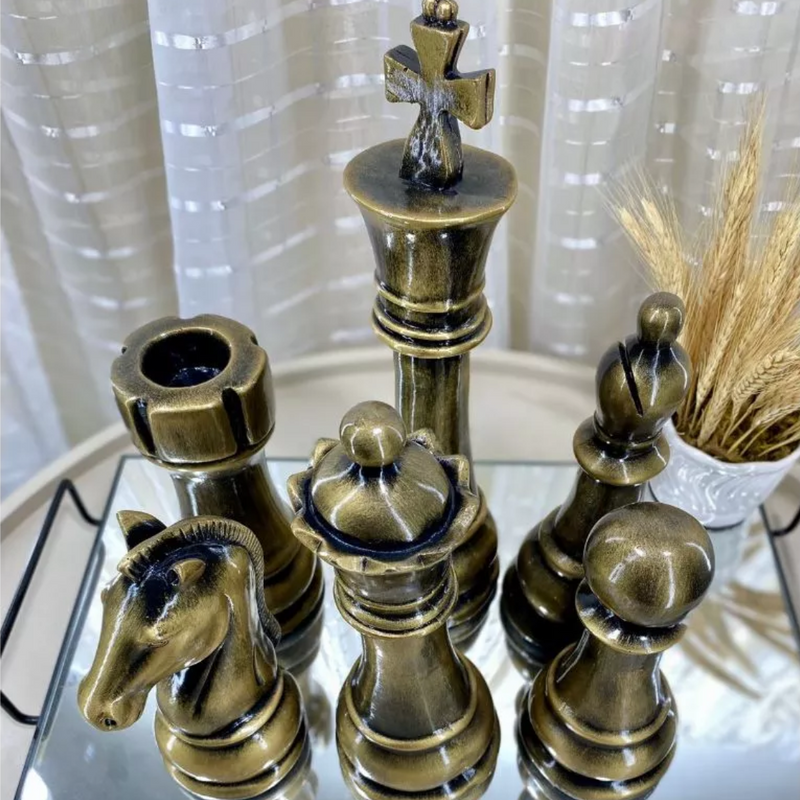 Kit 6 Esculturas Xadrez Luxo – Casa Prática