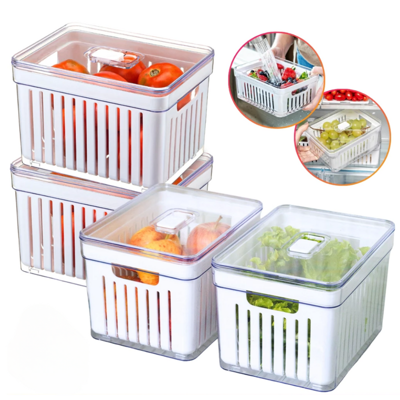 Kit 4 Organizadores Geladeira 3,8L com Tampa - Casa Prática