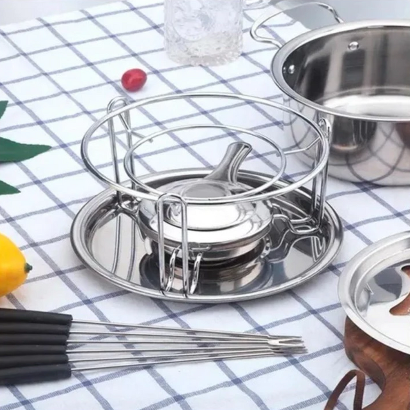 Panela de Fondue Inox | Kit 11 Peças - Casa Prática