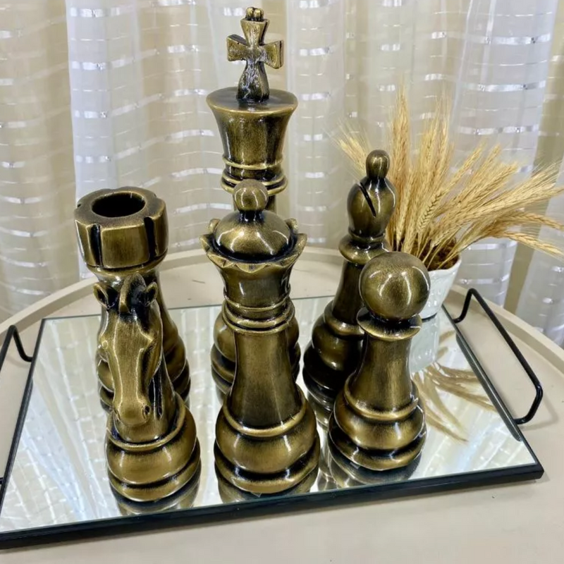 Kit 6 Esculturas Xadrez Luxo – Casa Prática