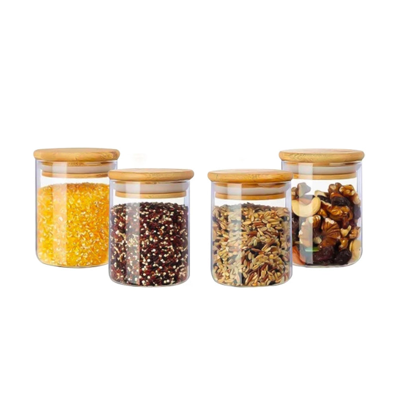 Kit 10 Potes de Vidro 200ml | Tampa de Bambu Hermética - Casa Prática