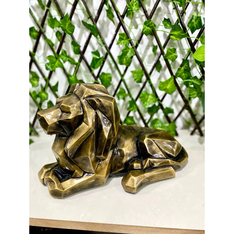 Escultura Leão Moderno Dourado