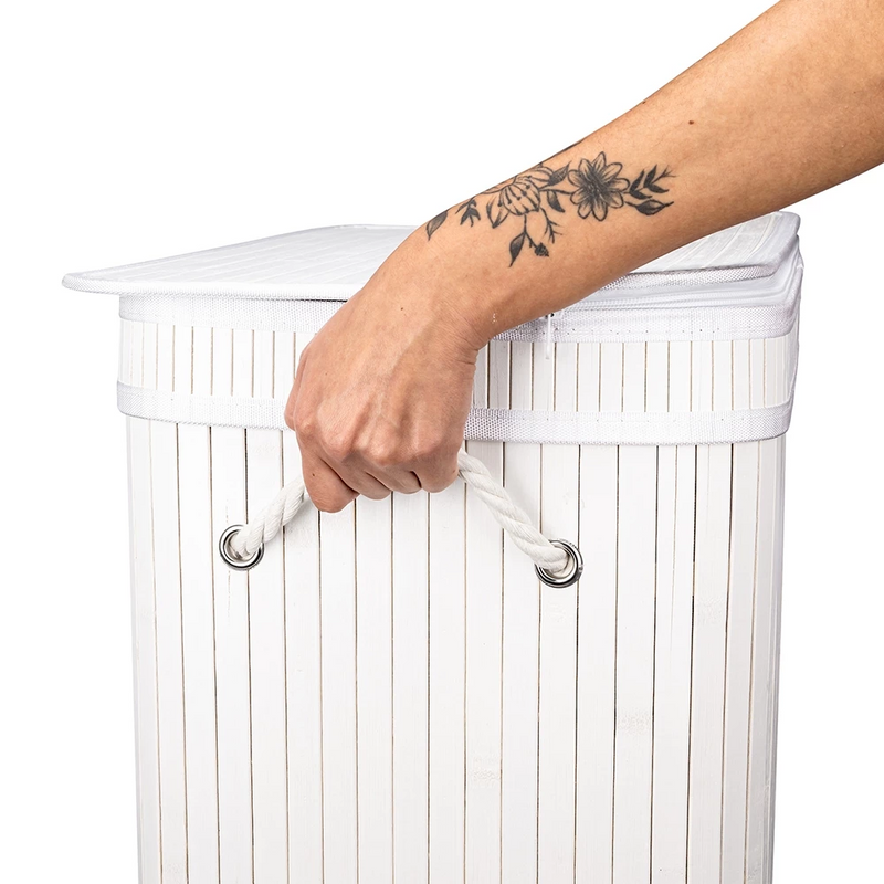 Cesto de Roupas Bambu 105L | Divisória - Casa Prática