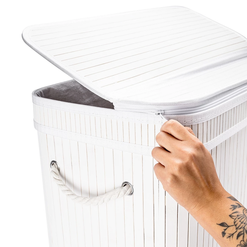 Cesto de Roupas Bambu 105L | Divisória - Casa Prática