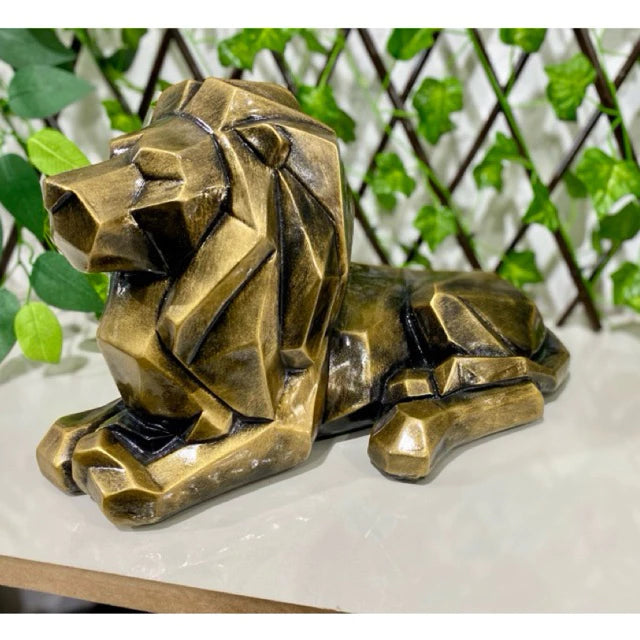 Escultura Leão Moderno Dourado