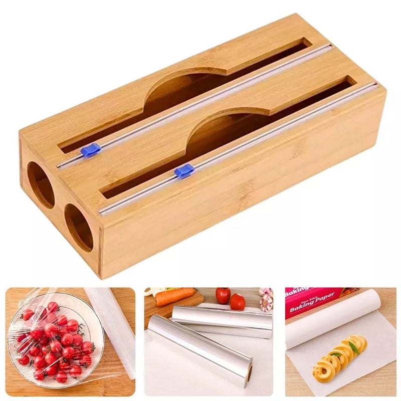 Suporte para Rolos de Papel Alumínio em Bambu