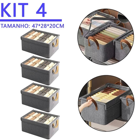 Kit de Caixa Organizadora com Tampa - Casa Prática