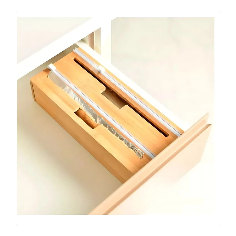 Suporte para Rolos de Papel Alumínio em Bambu