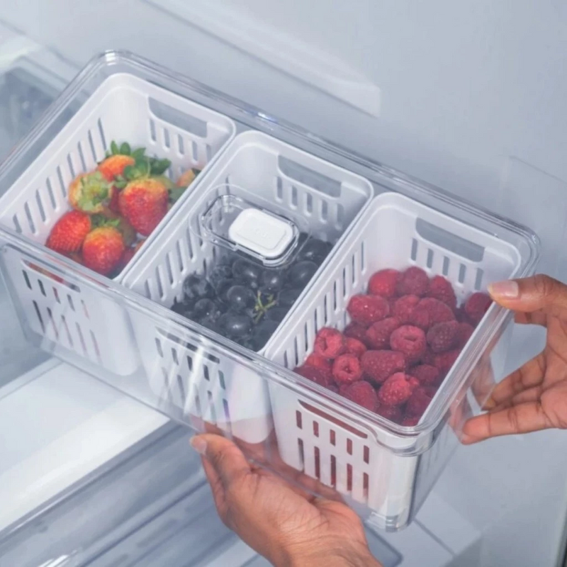 Organizador Geladeira 6,8L com 3 Cestos - Casa Prática