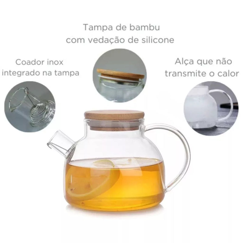 Chaleira de Vidro Premium 1L | Casa Prática