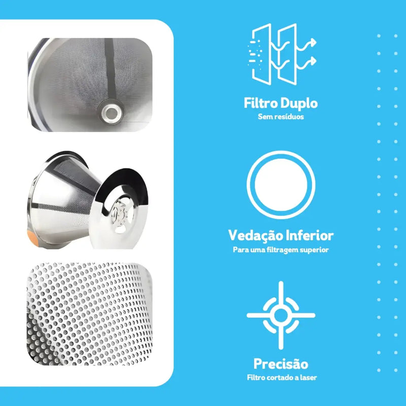 Filtro Inox Reutilizável Premium | Casa Prática