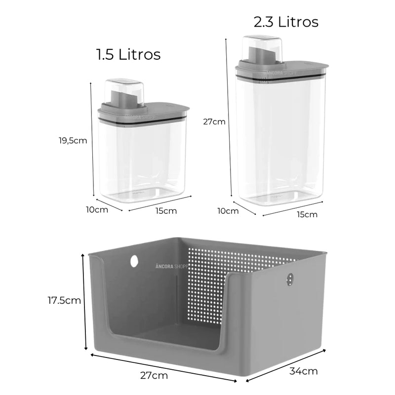 Kit Organizador Lavanderia 3 Peças | Casa Prática