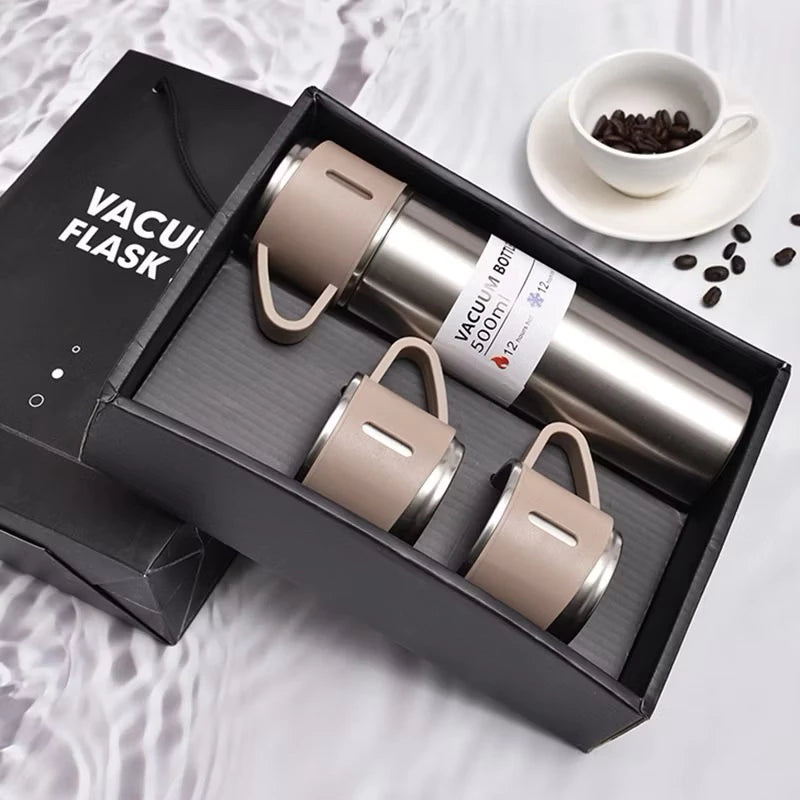 Kit Garrafa Térmica 500ml + 3 Xícaras - Casa Prática