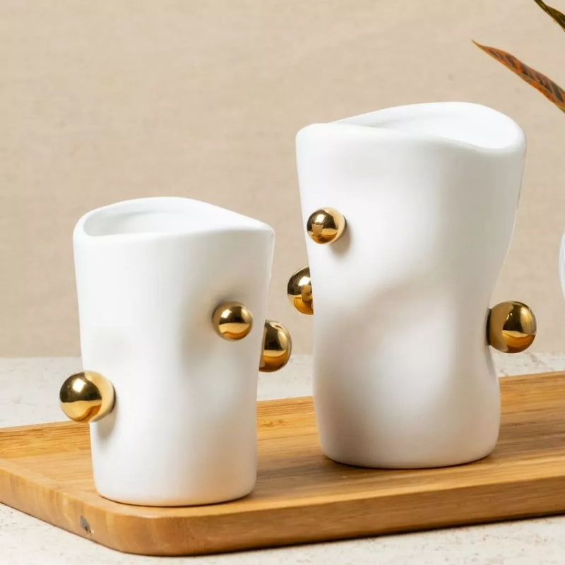 Cachepot Porcelana com Esferas Douradas | Casa Prática