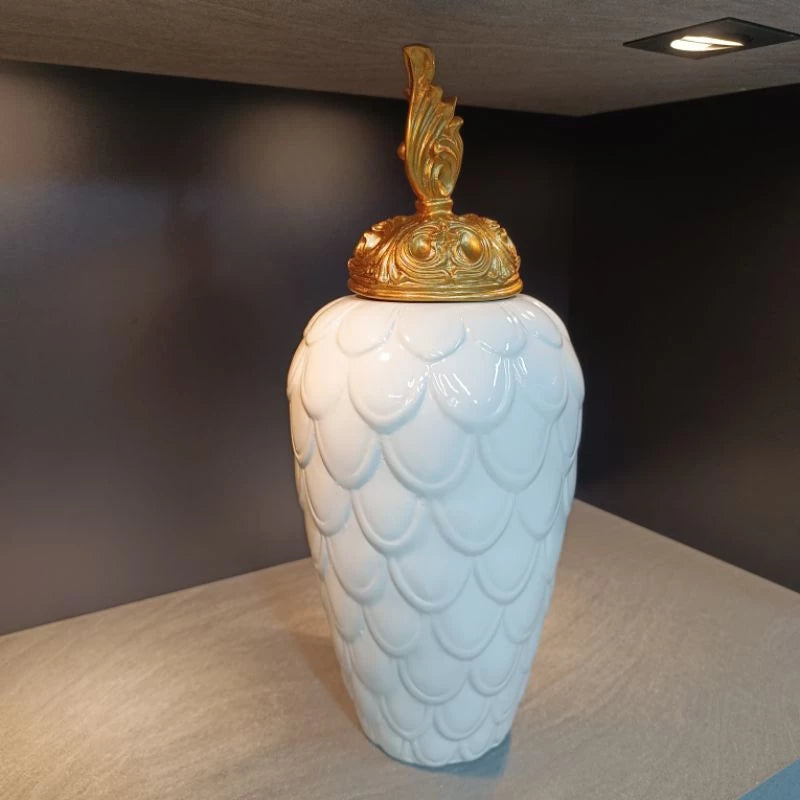 Vaso Escamado Off-White Luxo | Casa Prática