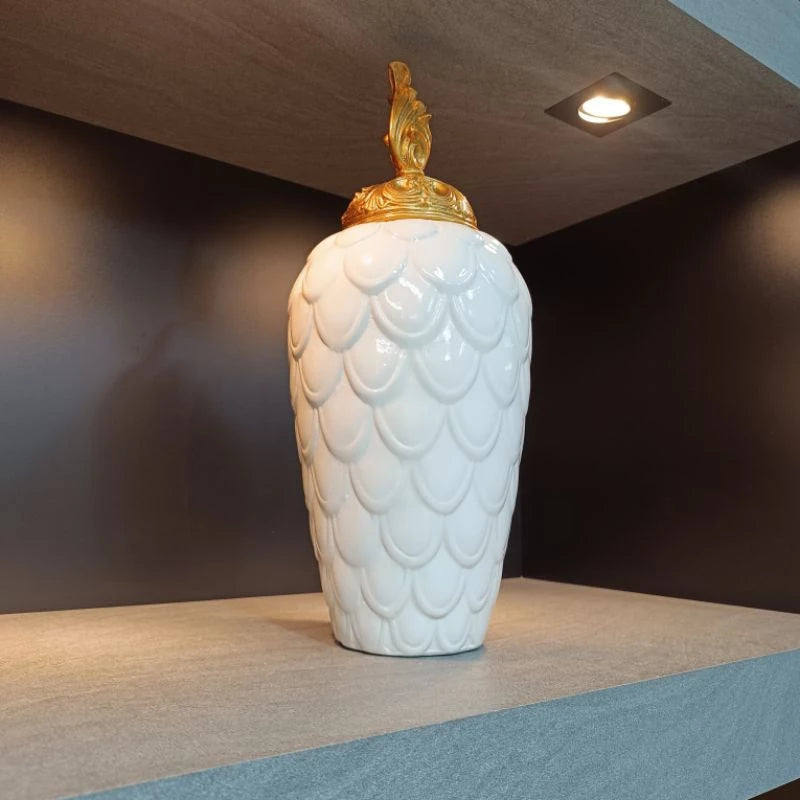 Vaso Escamado Off-White Luxo | Casa Prática