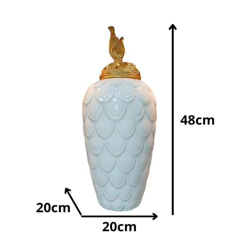 Vaso Escamado Off-White Luxo | Casa Prática